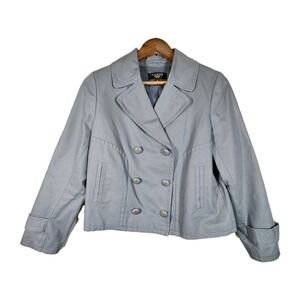 Talbots Cropped Double-Breasted Peacoat Jacket Nautical‎ Academia Prep Cotton 8P